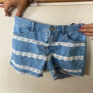 White lace stripes Jean short
